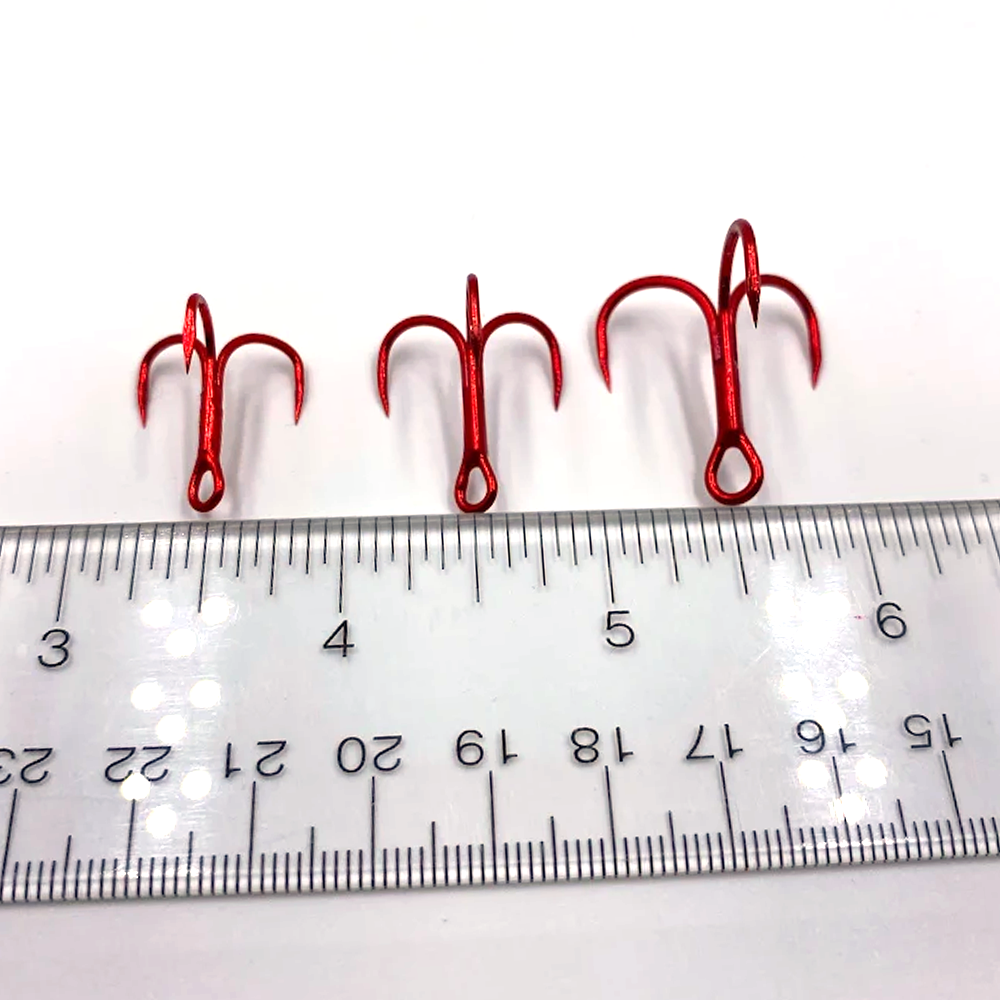 buy red fishing hooks Barbless Treble-RED Size 4-8