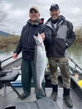 Tim Juarez and client.  Tim uses our Red 8832TUE sickles for steelhead, and what a beauty this one is!