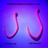 Barbless Grabber Sickle hook in Pink UV