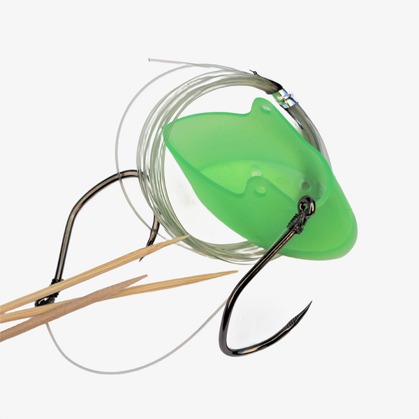 Sure SPIN: Pre-Rigged with BARBED sickle hooks Sure SPIN: Pre-Rigged with BARBED sickle hooks