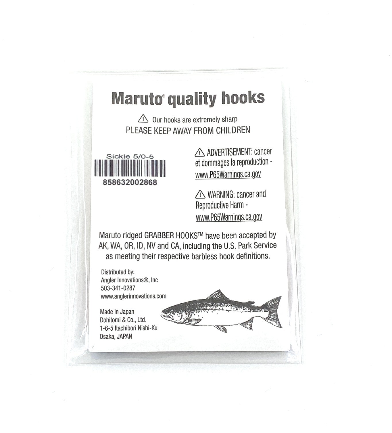 Maruto Barbless Grabber Hook 5/0-5 Pack / Black Nickel