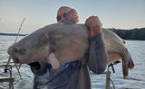 Our fishing guide and Pro Staffer Mark Dietrich holding up a James River Blue taken with a Maruto 348 Mitsu Circle
